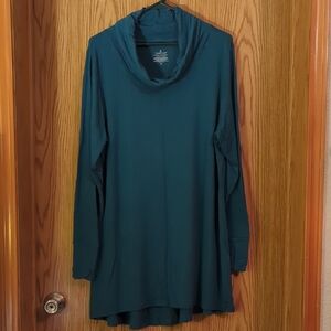 Cuddl Duds Teal Cowl Neck Tunic